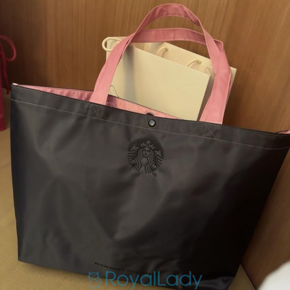 Starbucks Túi tote Vải oxford Thêu Hình Nhóm Nhạc blackpink