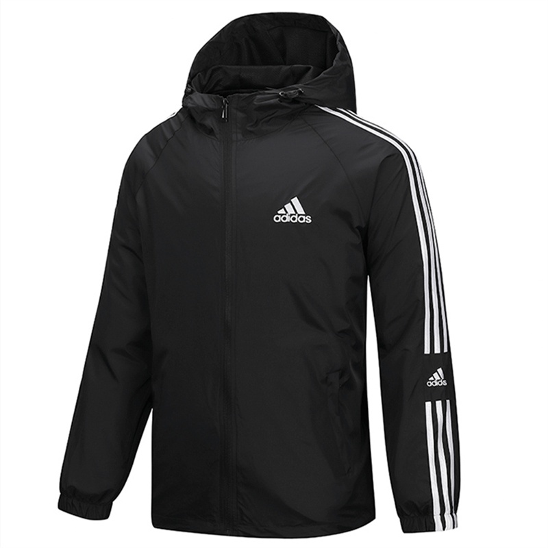 Áo Khoác Gió adidas 100% Chính Hãng Phối Lưới Thêu logo Có Khóa Kéo Thời Trang Cho Nam Và Nữ