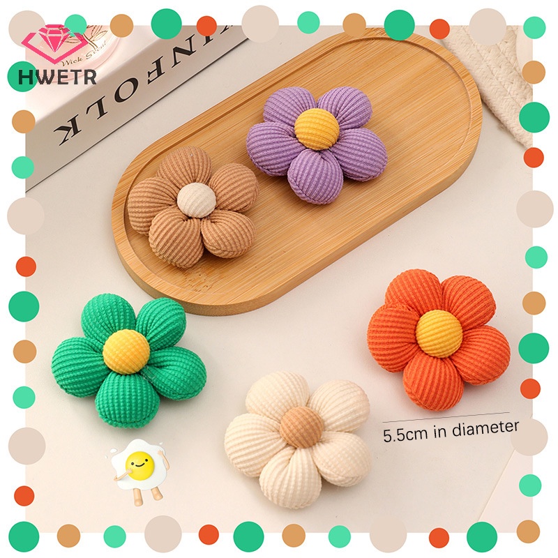 Hwetr Miếng Đệm Hình Hoa Bằng Vải Màu Dễ Thương Dùng Để Trang Trí Tóc / Kẹp Tóc diy Mới