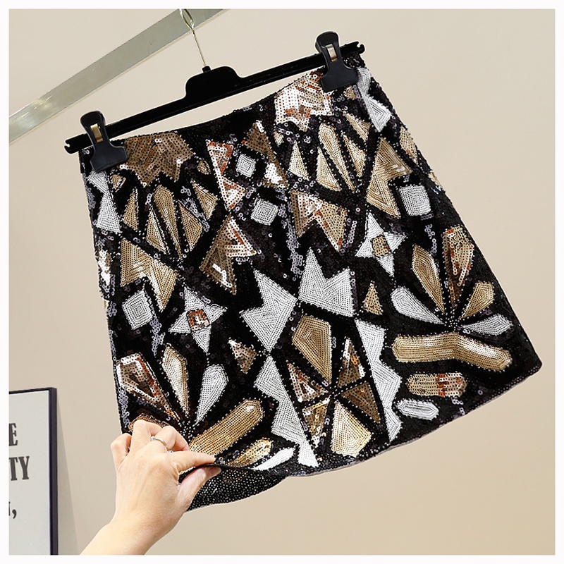 Chân Váy Bút Chì Màu Đen Đính Kim Sa Lưng Cao Tôn Dáng Phong Cách Cổ Điển Thời Trang Cho Nữ 3303