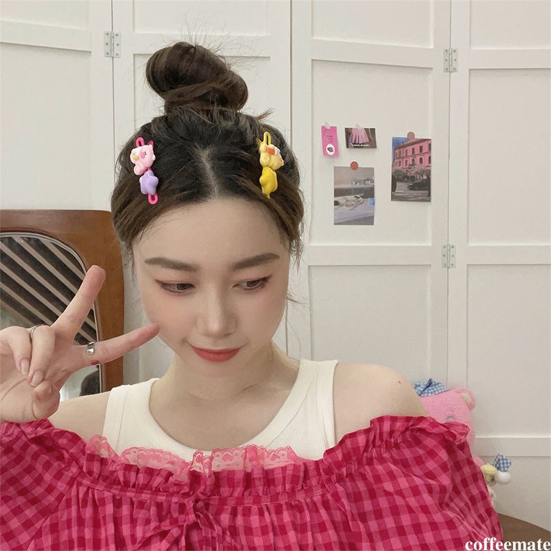 Kẹp Tóc BB Hình Ngôi Sao / Động Vật Màu Vàng Hồng Dễ Thương Cho Nữ