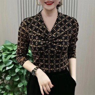 Áo Thun Tay Dài / Cổ Chữ v / Dáng Ôm / Đơn Giản / Thời Trang Mùa Thu / Phiên Bản Hàn Quốc Cho Nữ