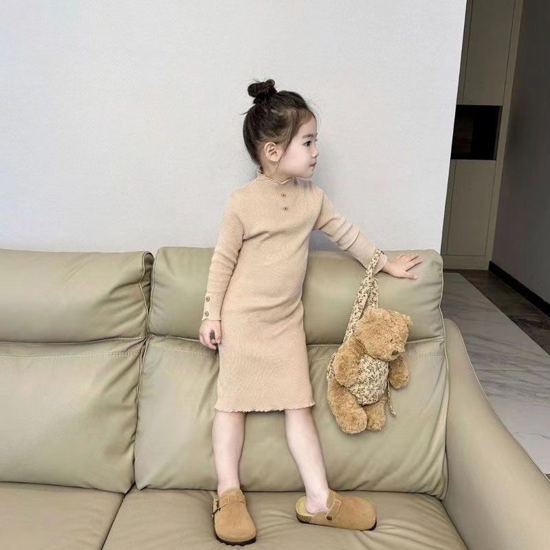 Đầm Công Chúa Tay Dài Chất Liệu cotton Họa Tiết Kẻ Sọc Màu Sắc Thời Trang 2023 Cho Bé Gái