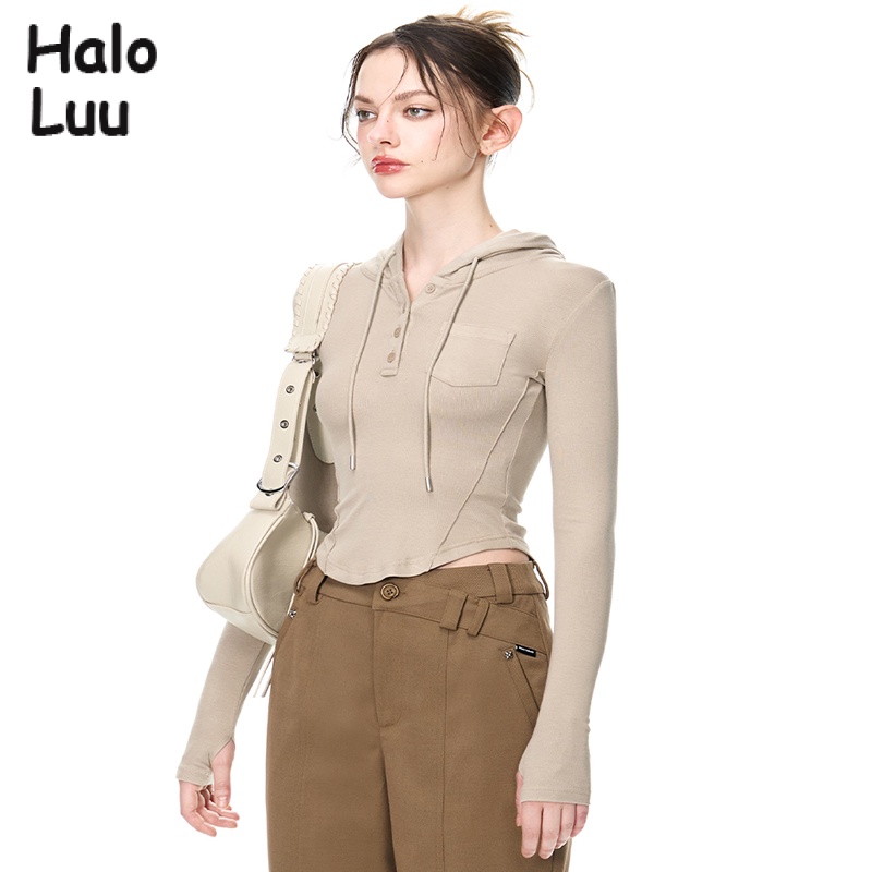 Halo  Luu áo phông áo thun nữ croptop baby tee Thời trang hàn quốc WTX2390AFD 36Z230908