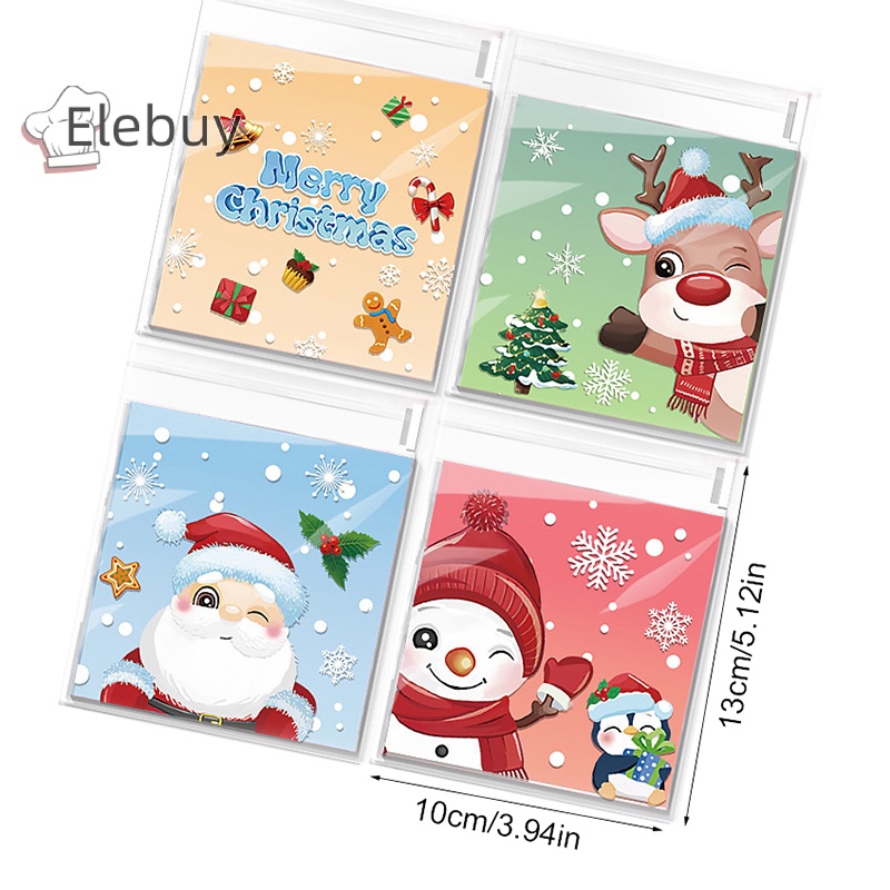Bộ 100 túi nhựa ELEBUY đựng bánh kẹo Giáng sinh tự dính