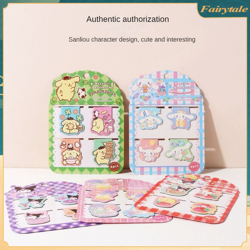 ☢ 4 Cái/bộ Sanrio Bookmark Từ Tính Cinnamoroll Kuromi Pachacco Giá Sách Tinh Tế Quà Tặng Văn Phòng Phẩm Học Sinh Dễ Thương
