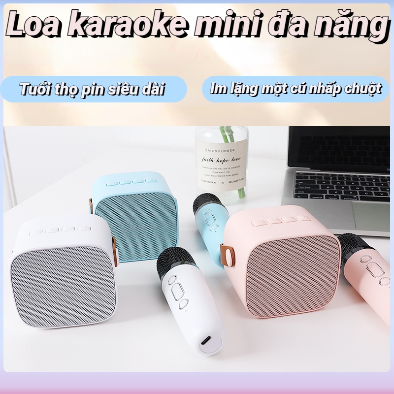 Loa Bluetooth Karaoke Thông Minh Chính Hãng Kèm 1 Micro Loa Bluetooth Mini Dễ Thương - Nhiều Chế Độ Hát - Công Suất 6W