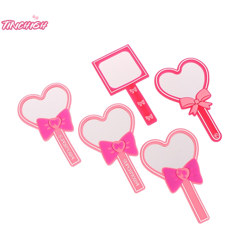 1 Gương Trang Điểm mini Cầm Tay Hình Trái Tim Có Nơ Màu Đỏ Hồng Có Tay Cầm Làm Quà Tặng Du Lịch Cho Phụ Nữ