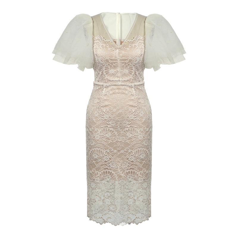 Đầm Tay Phồng Phối Ren Phong Cách Pháp Thời Trang Mùa Hè Cho Nữ 20644