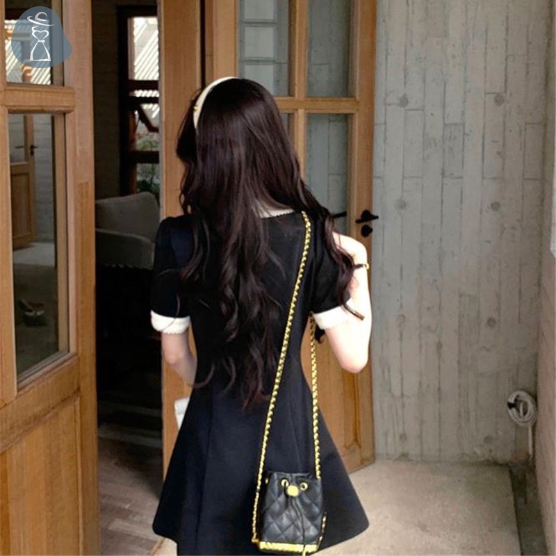 Đầm mini Dáng Chữ a Lưng Cao Phong Cách preppy Ngọt Ngào Cho Nữ Sinh