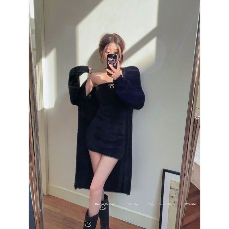 Set Chân Váy Và Áo Khoác cardigan Lông Cừu Tinh Khiết Ngọt Ngào Thời Trang Mùa Đông Cho Phụ Nữ Tuổi Trung Niên