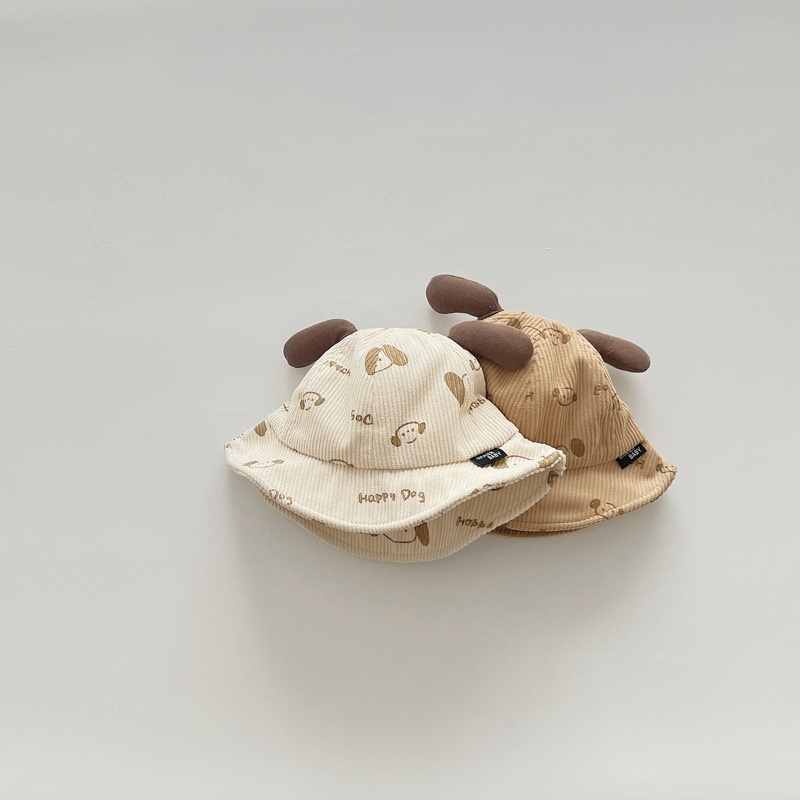 Nón bucket Chất Liệu Vải Nhung Họa Tiết Hoạt Hình Chống Nắng Ngoài Trời Cho Bé