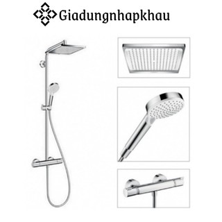 Sen cây hansgrohe 27271000, bát vuông, bộ sen cây, vòi hoa sen, made in germany, giadungnhapkhau19