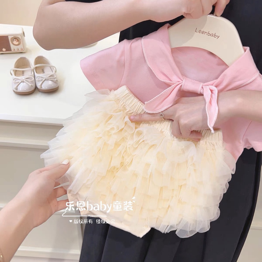 Set Đồ Mùa Hè 2023 Hai Món Gồm Quần Ngắn Phong Cách Phương Tây Hợp Thời Trang Cho Bé Gái