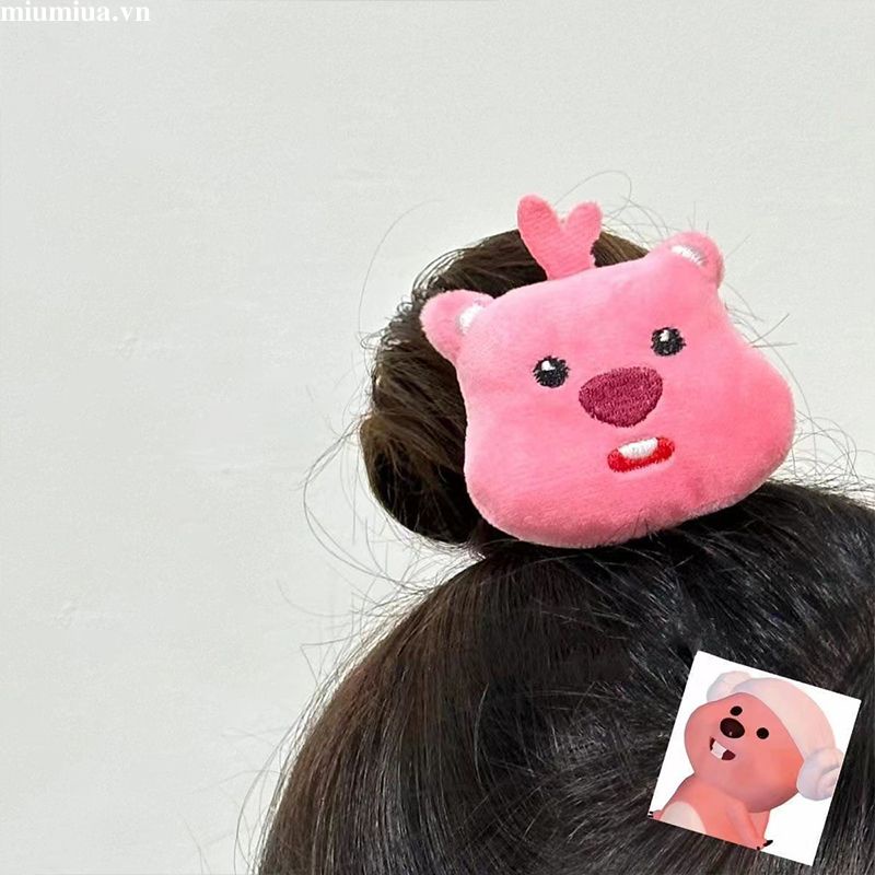 Miumiua🔮Kẹp Tóc Búp Bê Vải Nhung Màu Hồng Dễ Thương Thời Trang Thu Đông Cho Nữ