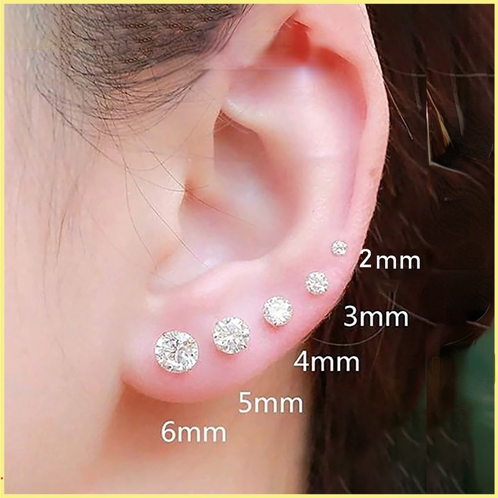 Khuyên Tai Tròn Mạ Bạc 925 Đính Đá Sang Trọng