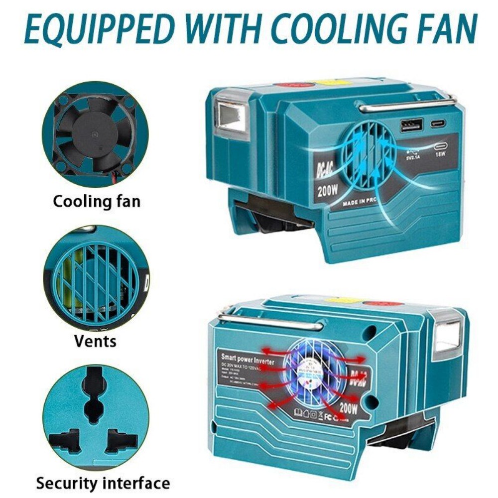 Bộ Chuyển Đổi Nguồn Điện 2023 200w Cho Pin makita 18v ac 120v / 220v