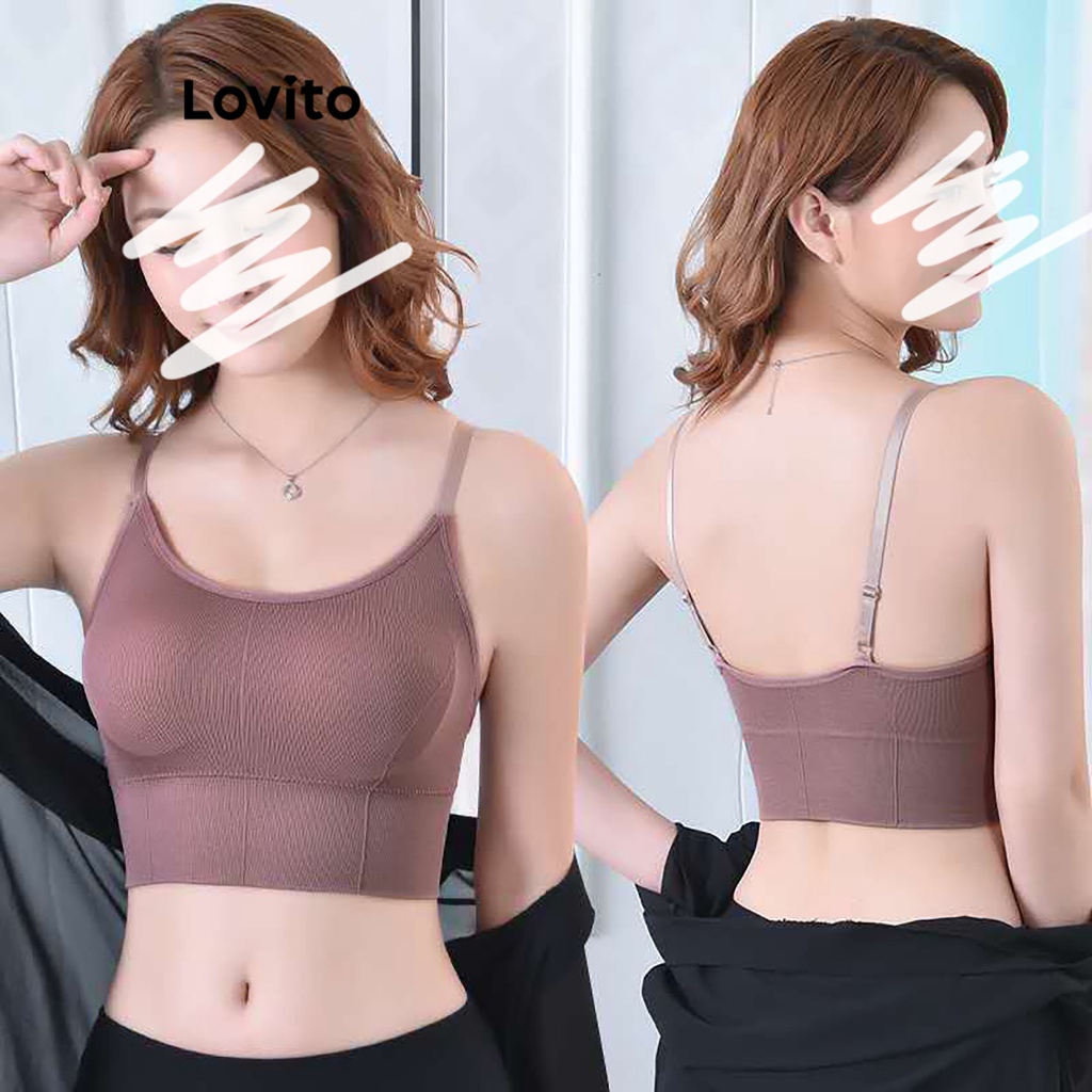 Lovito Áo ngực thể thao cơ bản trơn đơn giản cho nữ LNA27249