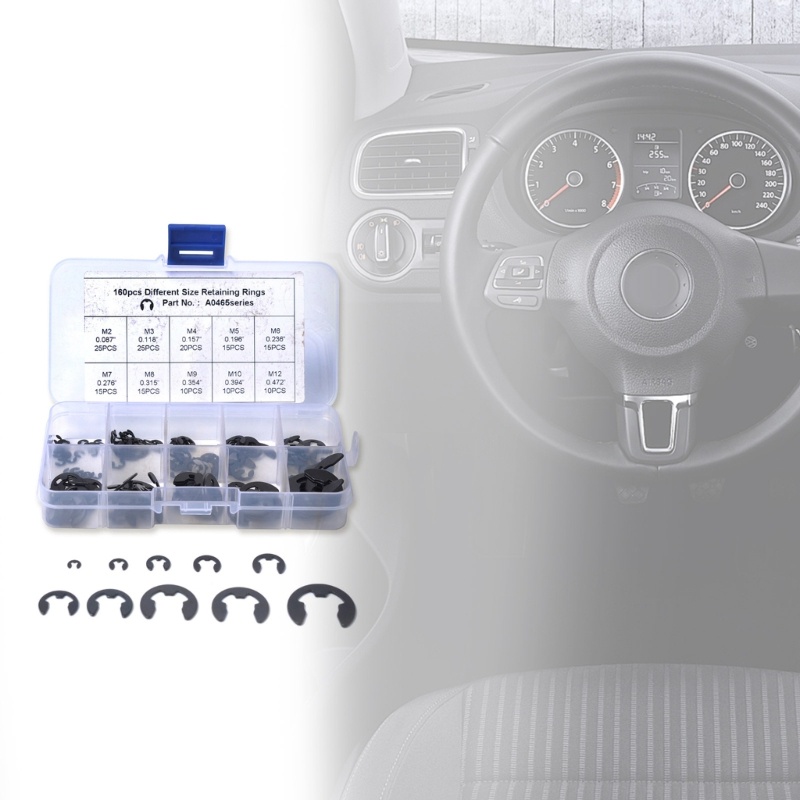 Run set 160 Vòng Kẹp Bên Ngoài Bằng Thép 2 Đến 12mm Kẹp Nhanh Chóng