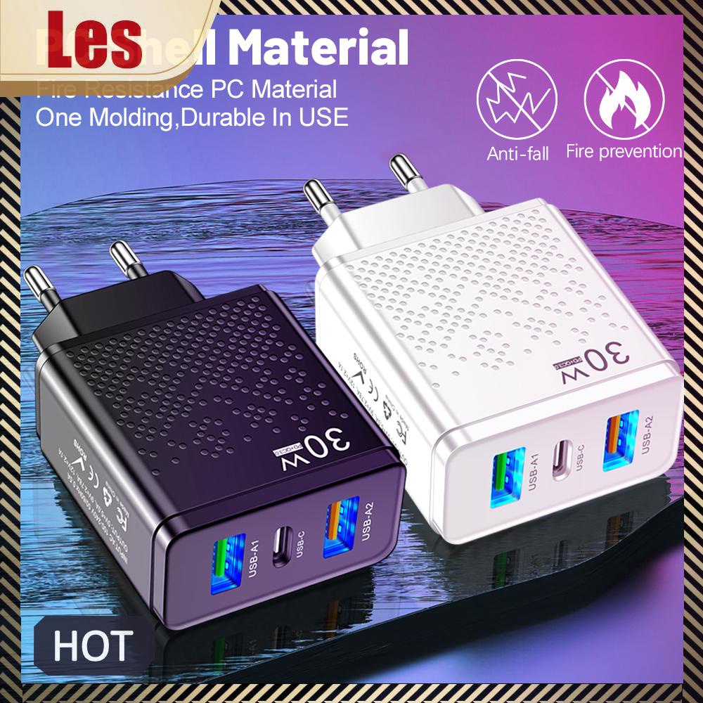 Củ Sạc 2 Cổng usb-a + 1 pd type-c 30w Cho xiaomi samsung ip 14