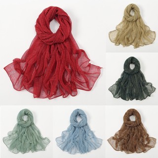 Khăn choàng dài Khăn quàng cổ màu trơn Khăn lụa lấp lánh Size lớn Bandana 170 * 70cm