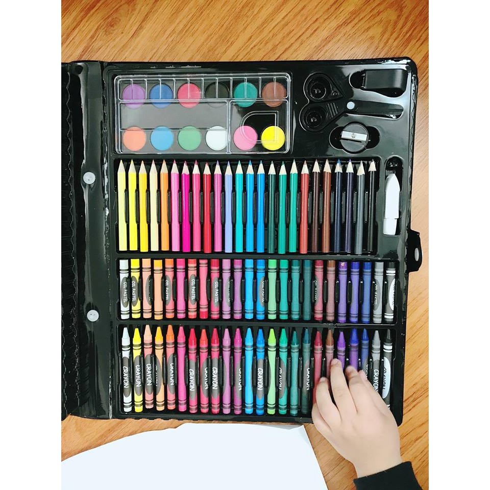 Bộ hộp bút màu 150 món bé tô màu hộp màu 150 chi tiết bé vẽ tranh HSD365 quà tặng bé gái quà sinh nhật