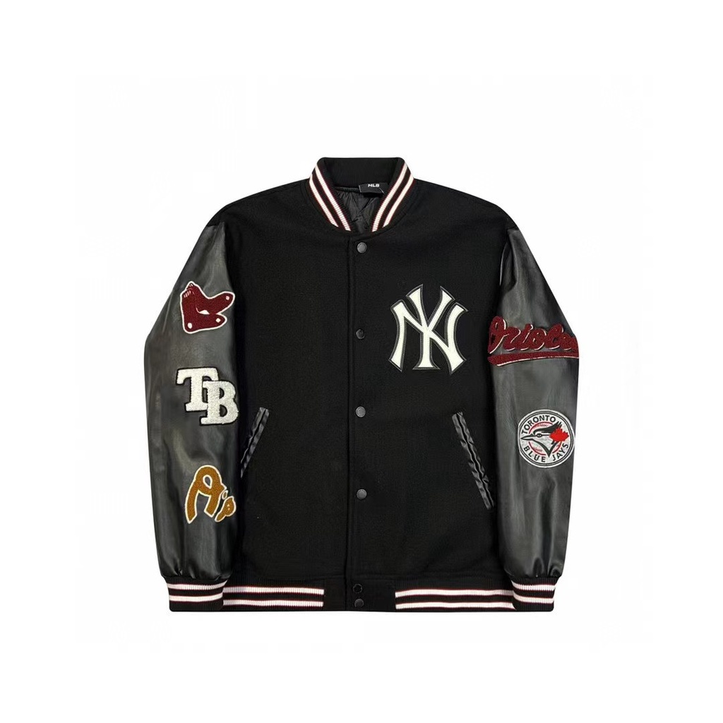 Mlbny Áo Khoác Bóng Chày cotton Dáng Rộng Thời Trang Cho Nam Nữ