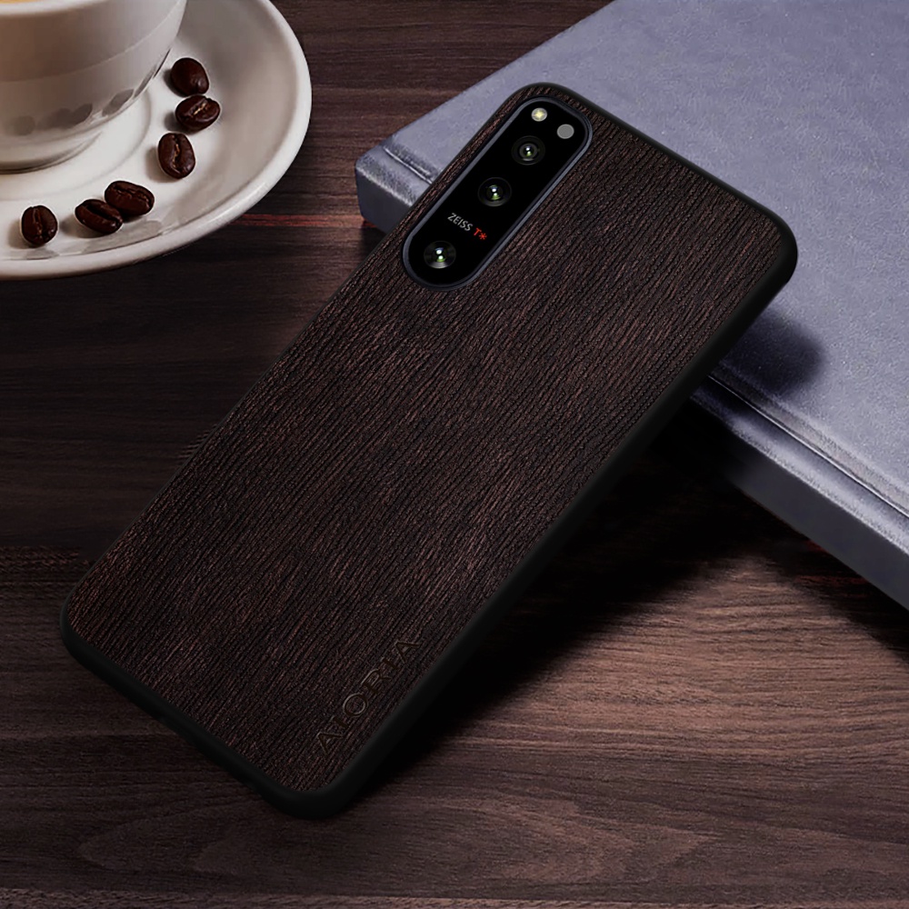 Bao Da Điện Thoại Họa Tiết Vân Gỗ Sang Trọng Cho sony xperia 5 ii iii iv v sony xperia 5 v Ốp