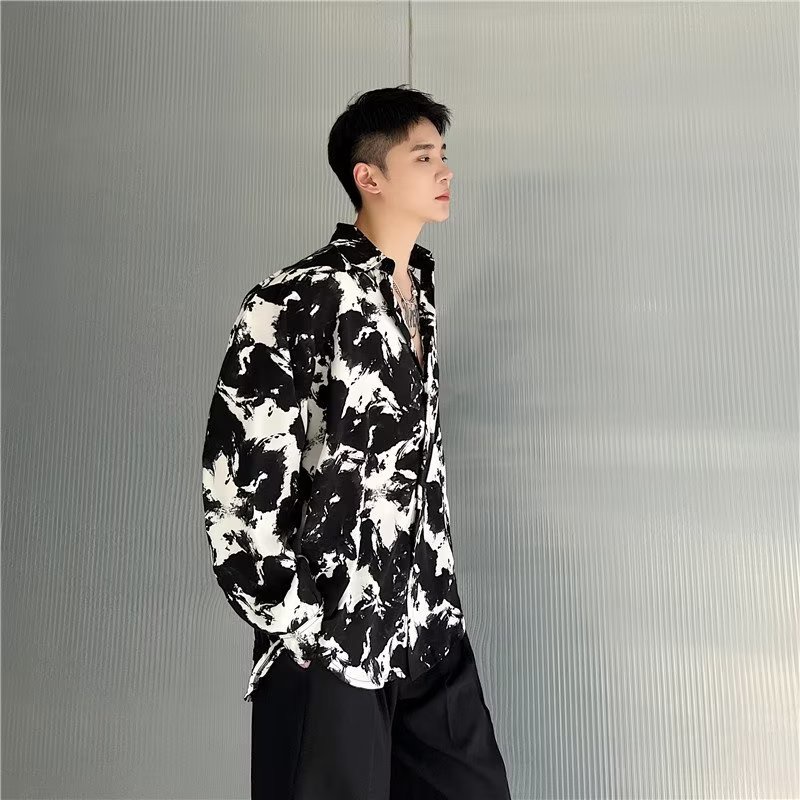 Aokang Áo Sơ Mi Dài Tay In Họa Tiết Phong Cách Hàn Quốc Thời Trang Cao Cấp Cho Nam