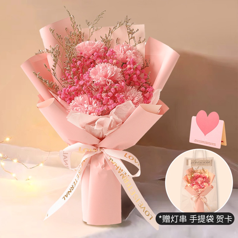 Bó Hoa Hồng Sáp Khô Sáng Tạo Làm Quà Tặng Sinh Nhật Bạn Trai Bạn Gái Hoa Cẩm Chướng gypsophila