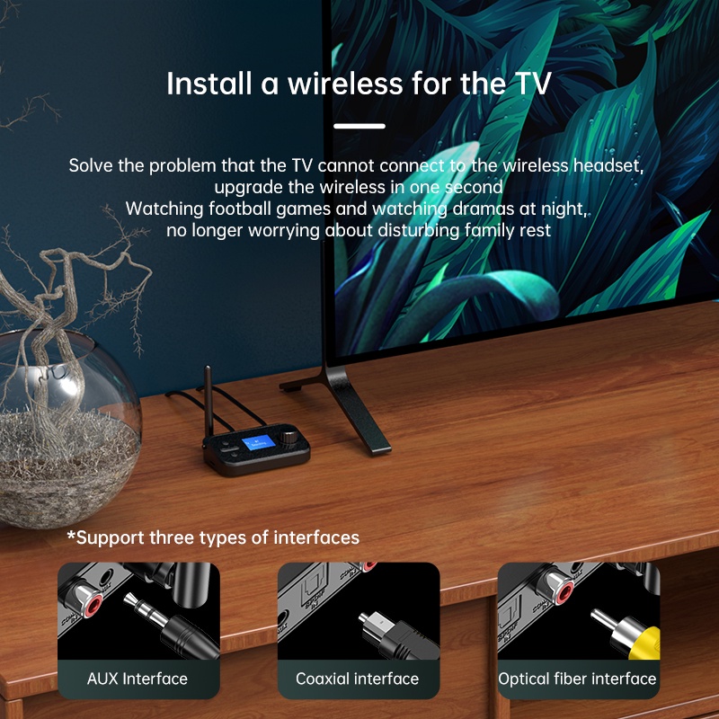 C41 Bluetooth 5.0 Audio Transmitter Receiver Stereo quang đồng trục AUX 3.5mm Jack RCA Bộ chuyển đổi không dây TV PC Loa xe hơi