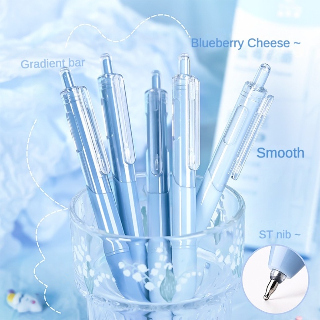 Set 5 Bút Mực gel Ngòi 0.5mm Màu Đen Nhanh Khô