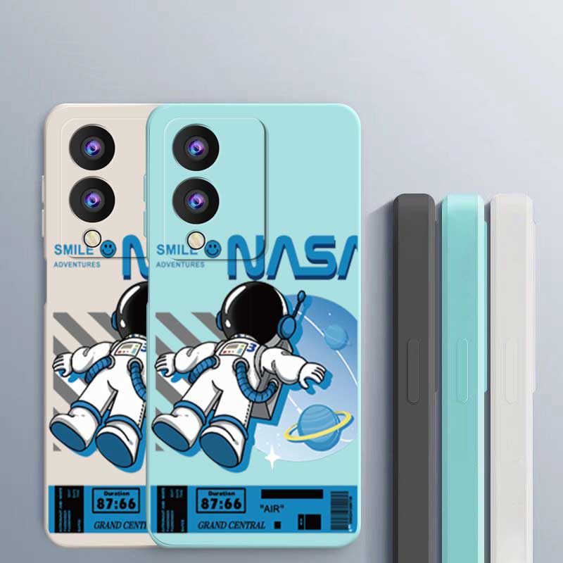 Ốp Điện Thoại silicon Dẻo Mềm Hình Vuông / Mặt Cười / Phi Hành Gia / nasa Cho vivo Y17s