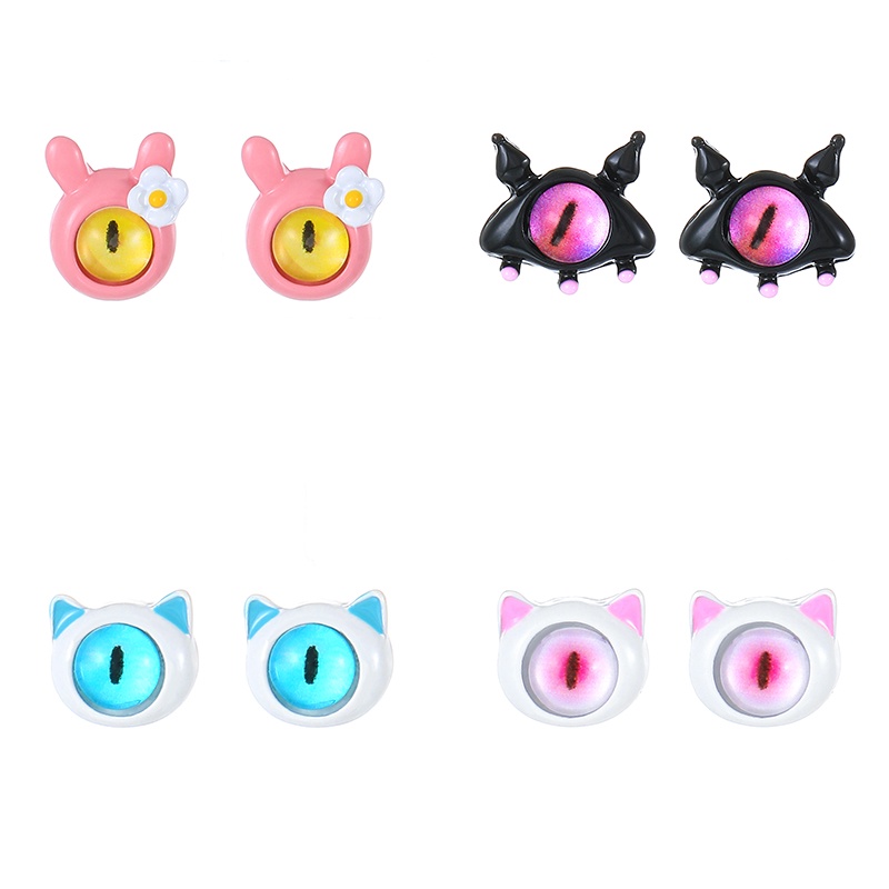 Yeezi Bông Tai Nhẫn Hình Quái Vật Mắt To Bằng resin Dễ Thương Cho Nữ
