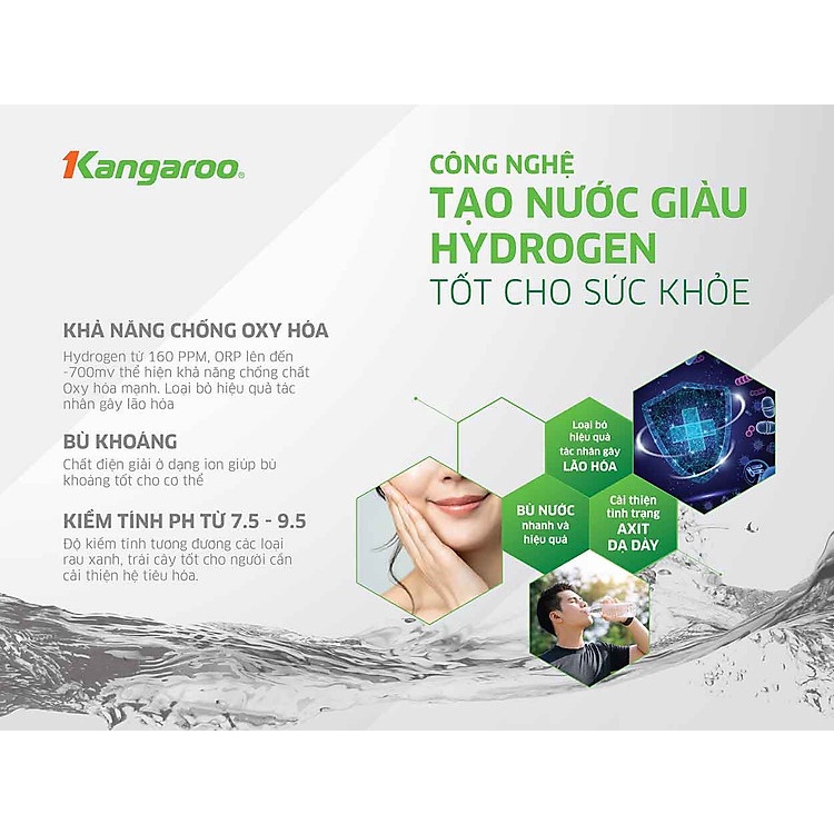 Máy Lọc Nước Nóng Lạnh RO Hydrogen Infinity Kangaroo KG10A9I  - Hàng Chính Hãng