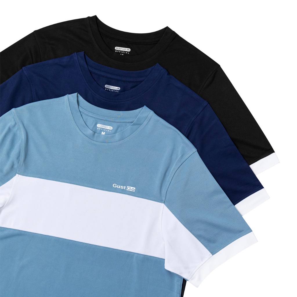 Áo thun nam thể thao Gustgo- Coolmax - sọc ngang kiểu cách