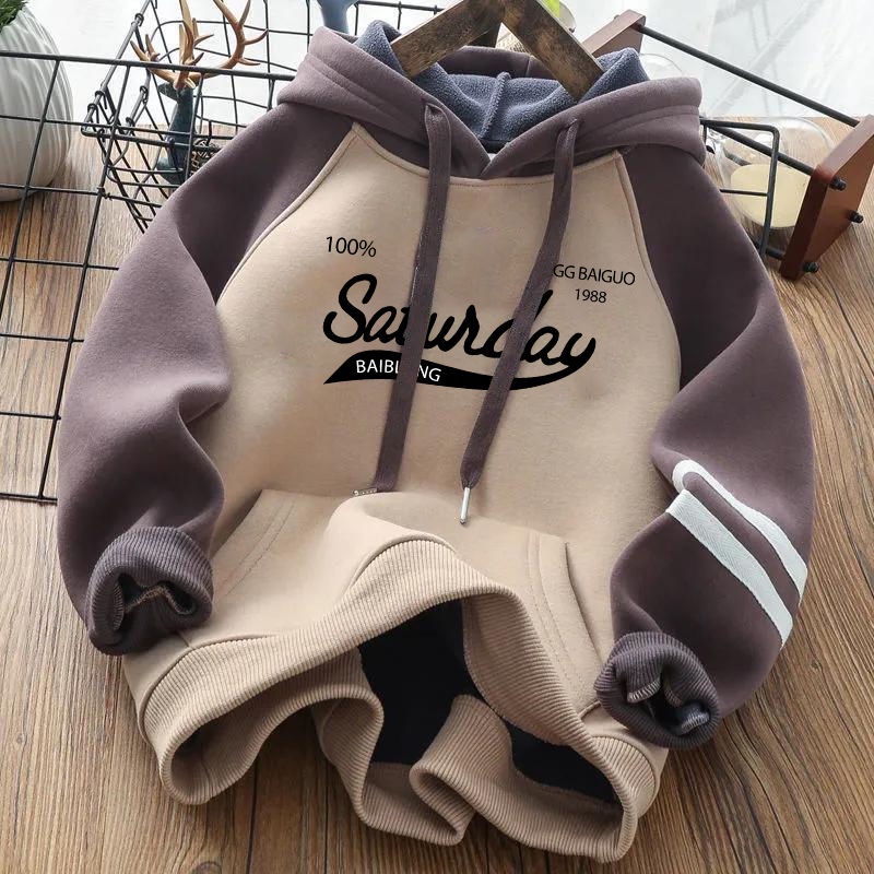 Áo Hoodie Dày Dặn Giữ Ấm Thời Trang Mùa Đông Cho Bé Trai 4-13 Tuổi