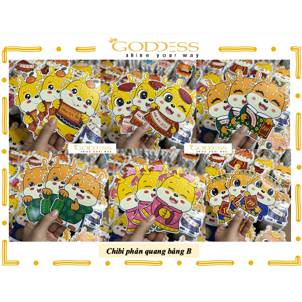 Bao Lì Xì Chibi Chipi - Combo 10 cái Lì Xì Hoạt Hình Tết GIÁP THÌN 2024 Con Rồng Dễ Thương Phản Quang Lấp Lánh Giá Sỉ
