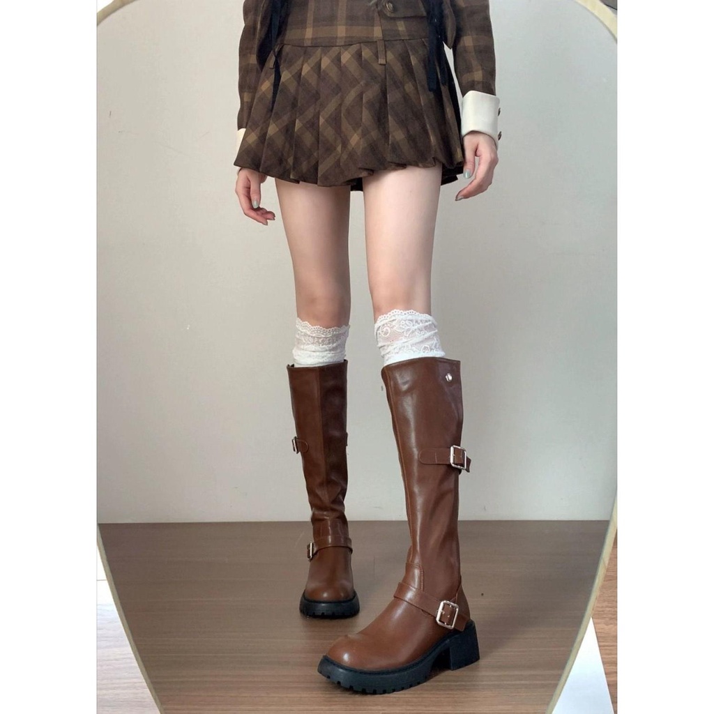 Thời Trang Bốt Cao Gót Mũi Tròn Phong Cách Hàn Quốc 2023