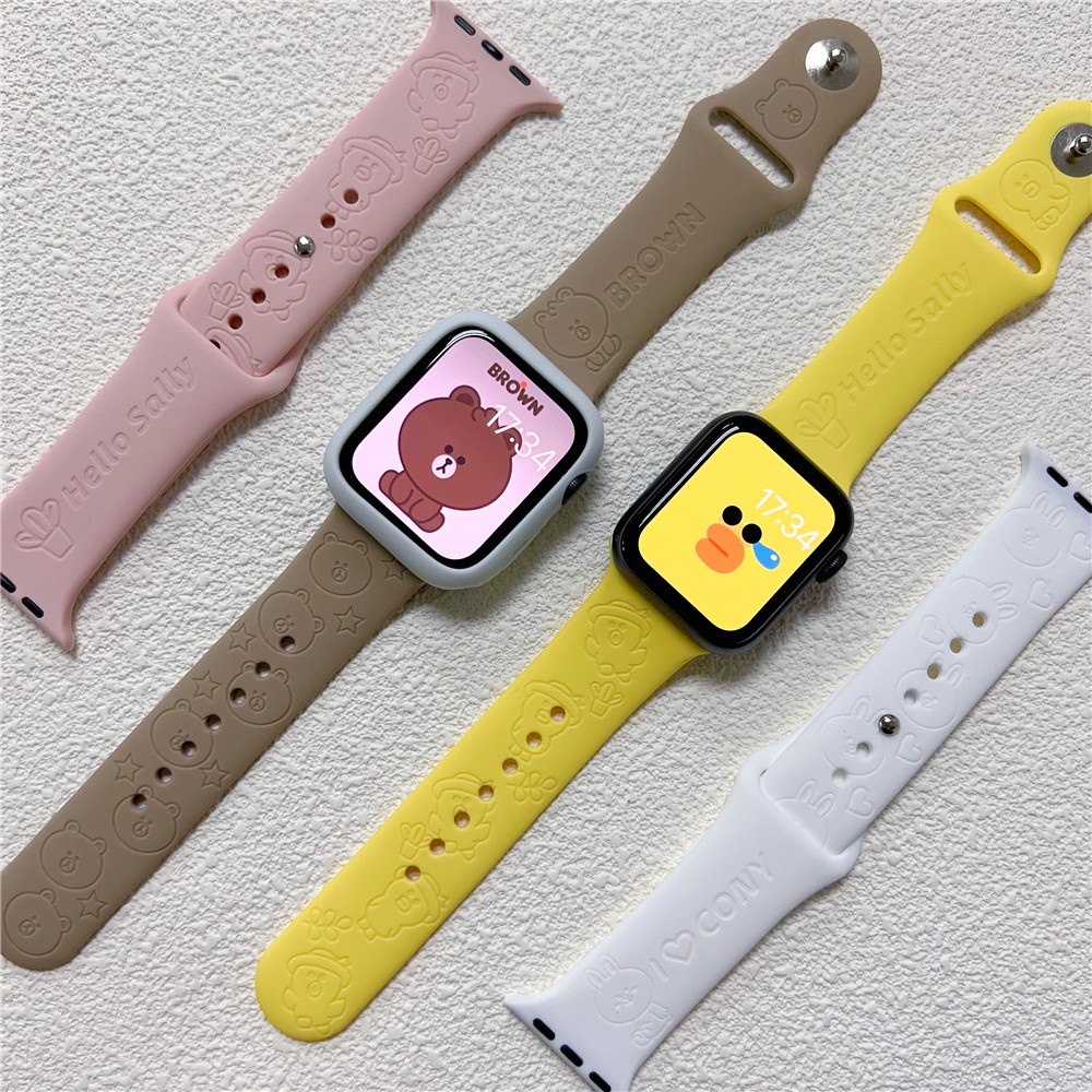 Hoạt Hình Dây Đeo Đồng Hồ 3d Hình Gấu brown / Thỏ cony Cho apple watch ultra 49mm s9 s8 series 7 se 6 5 4 3 2 1
