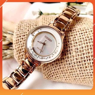 Đồng hồ Nữ Citizen EM0382-86D Eco-Drive dây kim loại, kính shapphire - Máy năng lượng ánh sáng Chính Hãng