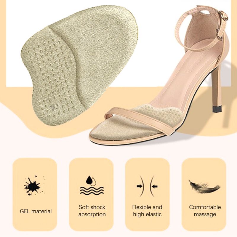 1 Cặp Đệm Lót Giày Cao Gót Dày Dặn Co Giãn Thoáng Khí Thấm Hút Mồ Hôi