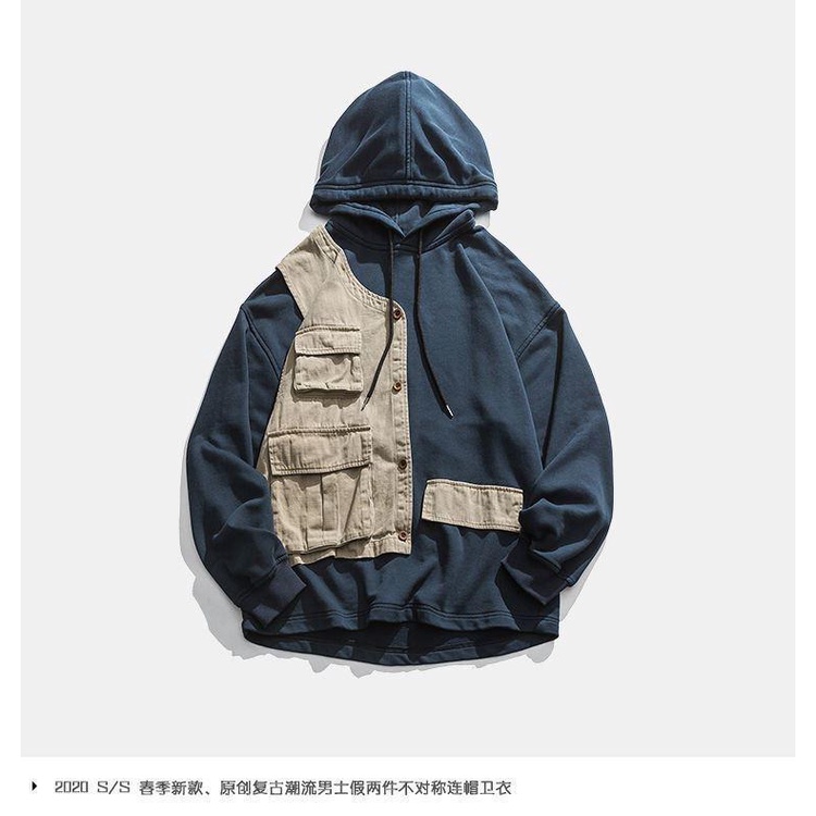 Áo hoodie Rút Dây Màu Sắc Tương Phản Thời Trang Công Sở Cho Nam