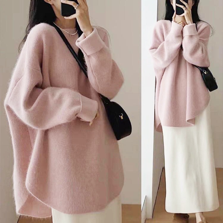 Áo sweater Dệt Kim Dáng Rộng Phong Cách Thời Trang Thu Đông Hàng Mới Dành Cho Nữ