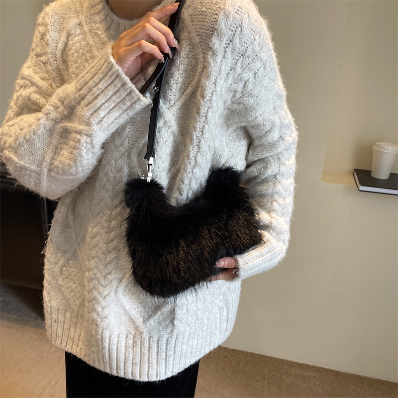 Túi Xách Đeo Chéo Phủ Lông Thời Trang Thu Đông 2023 Dễ Thương Cho Nữ