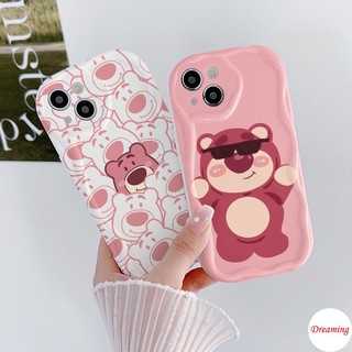 Ốp Lưng Cho OPPO A98 A96 A95 A94 A93 A92 A79 A78 A77 A76 A74 A60 A58 A57 A55 A54 A53 A52 A17 A16 A15 A38 A31 A5S A3S Kem Sóng Cong Cạnh Họa Tiết Gấu Có Kính Mát