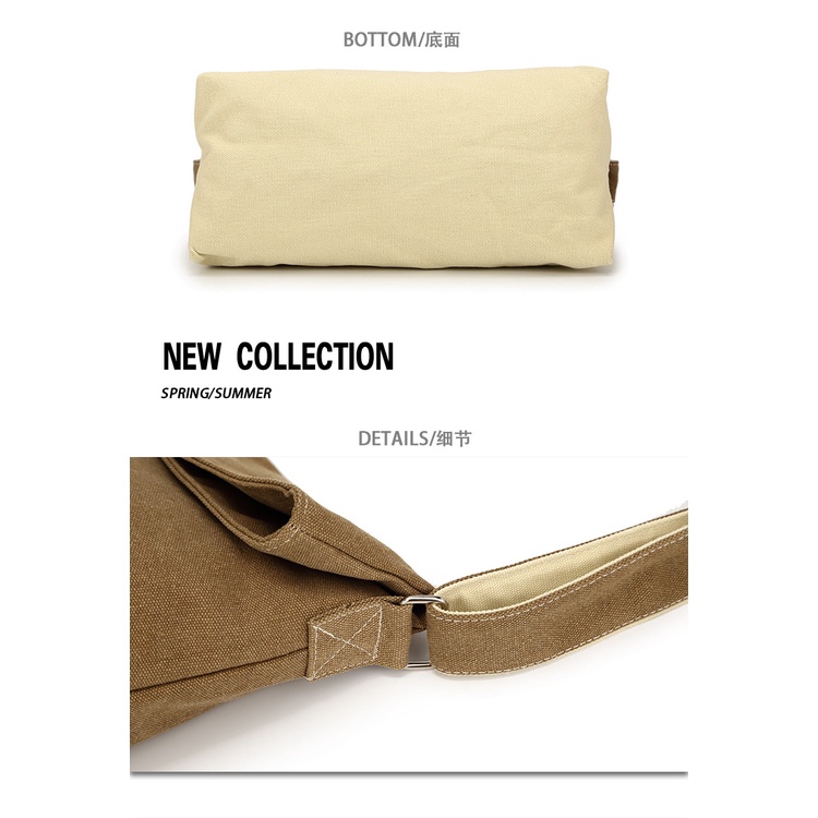 ICONZERO Túi Xách Đeo Vai Hình Vuông Bằng Vải Bạt Sức Chứa Lớn unisex Phiên Bản Hàn Quốc