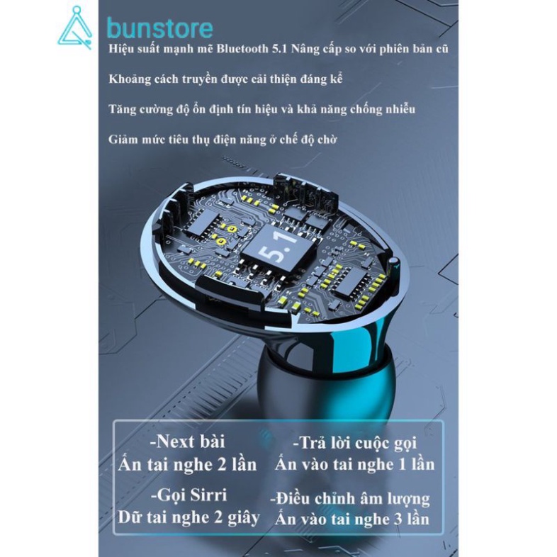 Tai nghe bluetooth M10 Pin Trâu 2500maH âm thanh trung thực, Tai nghe nhét tai đèn Led đẹp mắt, hộp sạc có màn hình LED