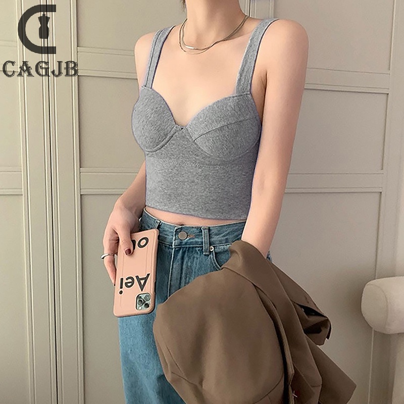 Áo hai dây Không Tay Màu Trơn Ôm Dáng Gợi Cảm Mùa Hè Hàn Quốc Cho Nữ yomg