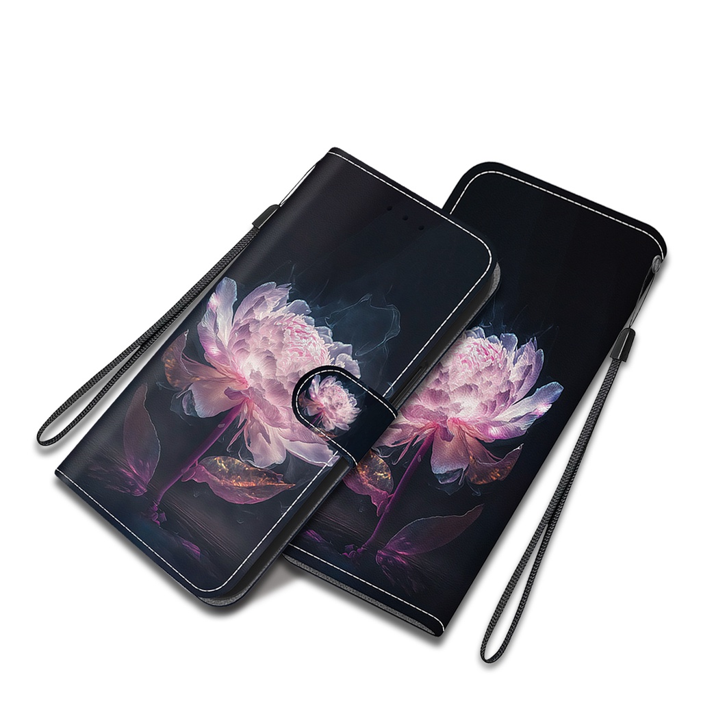 Bao Da Điện Thoại Nắp Gập Có Ngăn Đựng Thẻ Vẽ Hình Hoa Anh Đào Cho oppo reno 10 5g 10pro 5g 9 9pro 8t 8 8pro 7z 8z 4g 5g Ốp